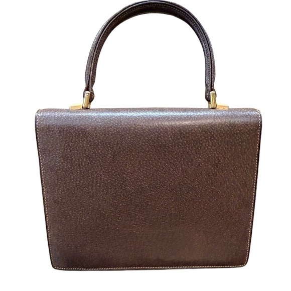 Vintage Gucci Brown Leather Top Handle Bag with Dust Bag – Made in Italy - Picture 7 of 16